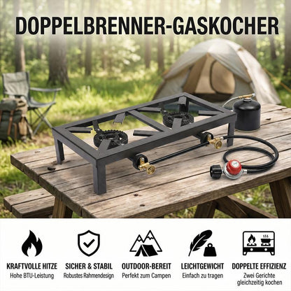 🔥 50% RABATT! 🍳 Bärbar gasolbrännare i gjutjärn – Robust, slitstark & kraftfull – Perfekt för camping, utomhusmatlagning eller som nödkök – jämn värmefördelning, med piezo-tändning ⛺✨