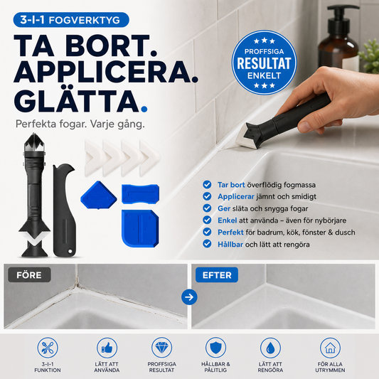 🔥 Idag –50 %! 🔧 3-i-1-verktyg för silikonfogar – ta bort, applicera och jämna ut med bara ett verktyg
