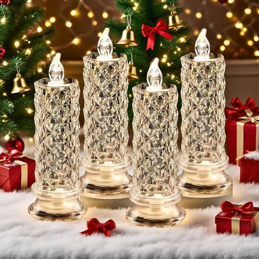 Set med 4 LED-kristallljus