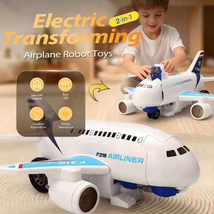 2-i-1 Elektriska Transformerande Flygplansrobotleksaker
