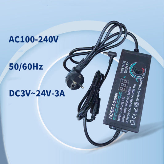Justerbar 3V-24V 3A universell AC/DC-nätadapter