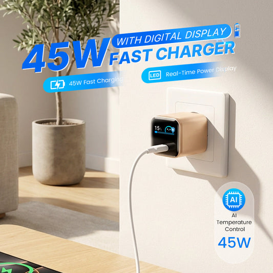 🔥2026 Nyhet🔥 45 W snabbladdare med digital display