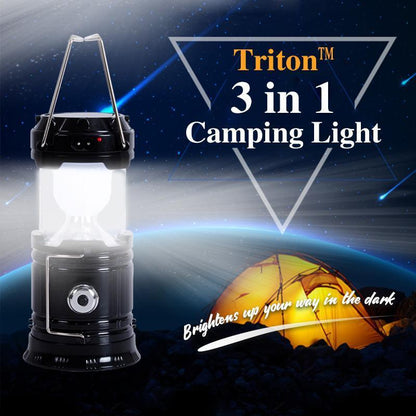 Solcellsdriven, utdragbar campinglampa –3-i-1 LED Flammande Campinglykta – Perfekt för äventyr ☀️