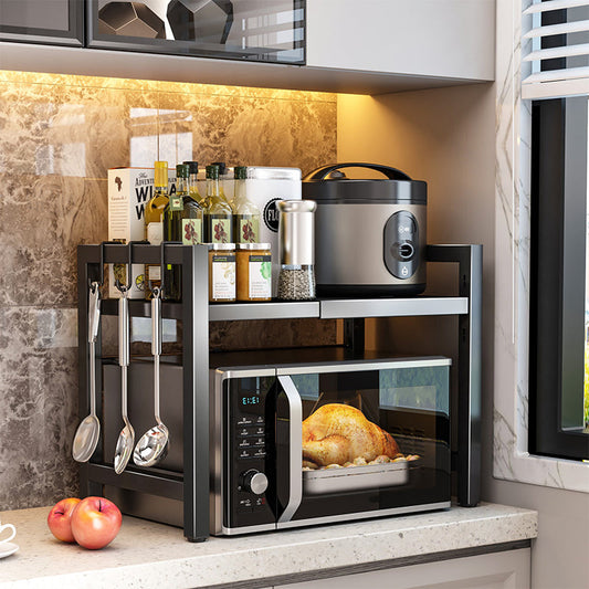 🍳 Utrymmesbesparande Mikrovågsugnsställning (Upp till 75 kg Bärkapacitet) – Skapa Direkt Mer Arbetsyta ✨