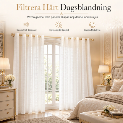 🏡 50 % RABATT 🚪 Geometriskt jacquardvävt genomskinligt gardintyg, elegant ljusgenomsläpplig för vardagsrum 🧶