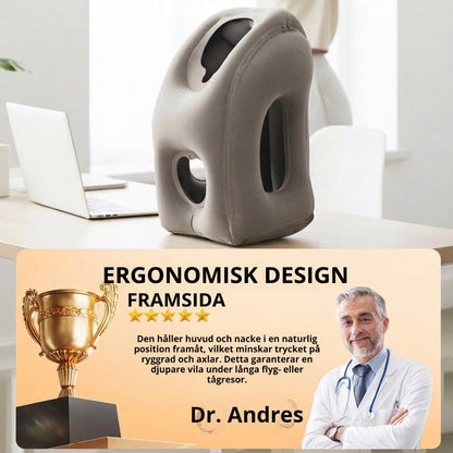 🛏️✈️ Uppblåsbar ergonomisk resekudde – 360° nackstöd & 45° vilovinkel för bekvämare resor 💤✨