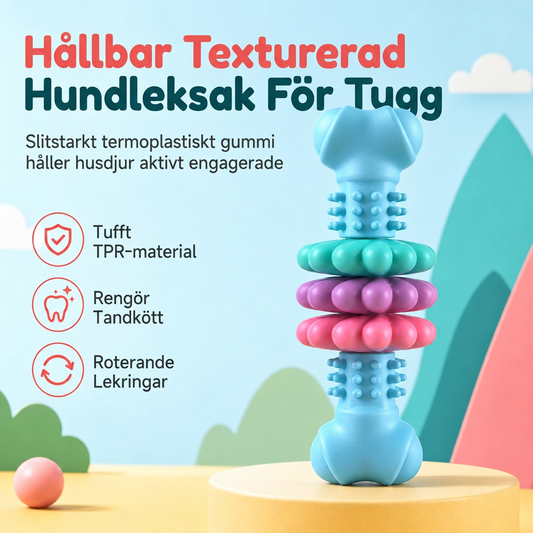 🐶 50% RABATT! 🦴 Texturerad TPR-tuggleksak för hundar, rengör tänder och är bitbeständig ✨