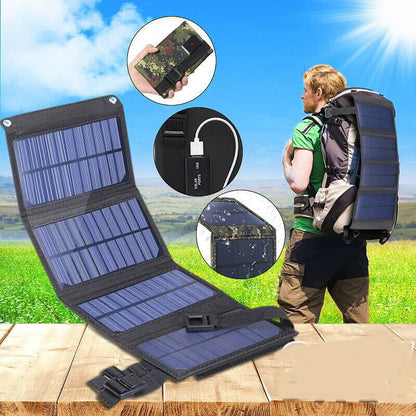 🔥USB-port 20W5V bärbar solcell hopfällbar batteripanel🌞